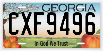 GA license plate CXF9496