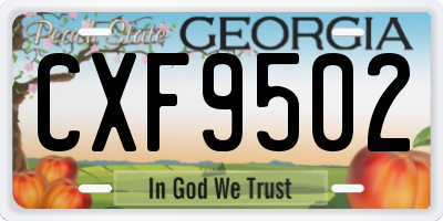 GA license plate CXF9502