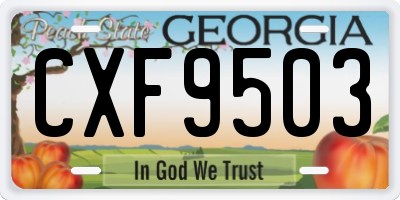 GA license plate CXF9503