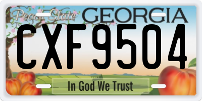 GA license plate CXF9504