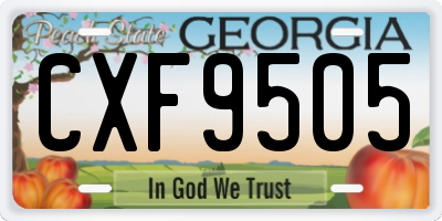 GA license plate CXF9505