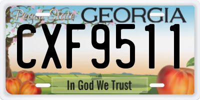 GA license plate CXF9511