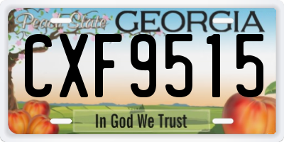 GA license plate CXF9515