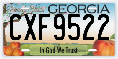 GA license plate CXF9522