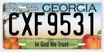 GA license plate CXF9531