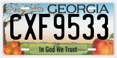 GA license plate CXF9533