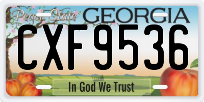 GA license plate CXF9536