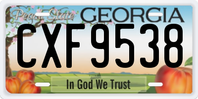 GA license plate CXF9538