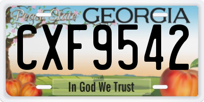 GA license plate CXF9542