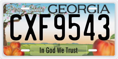 GA license plate CXF9543