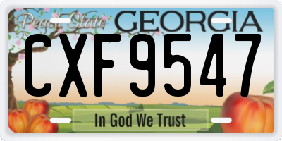 GA license plate CXF9547