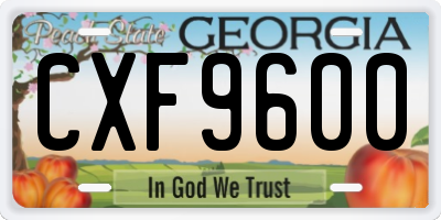 GA license plate CXF9600