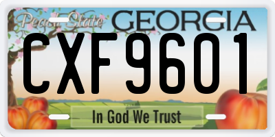 GA license plate CXF9601