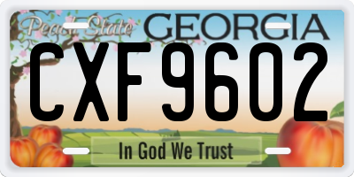 GA license plate CXF9602