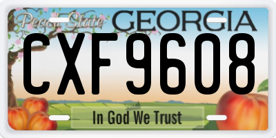 GA license plate CXF9608