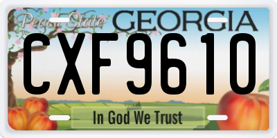 GA license plate CXF9610