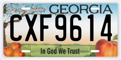 GA license plate CXF9614
