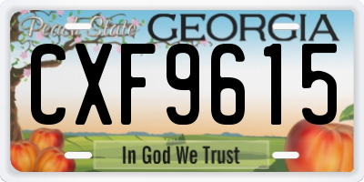 GA license plate CXF9615