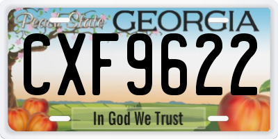 GA license plate CXF9622