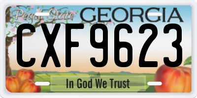 GA license plate CXF9623