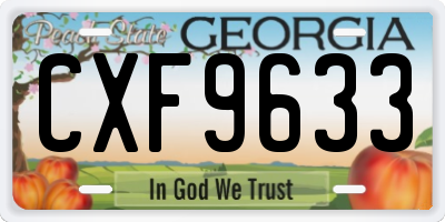 GA license plate CXF9633