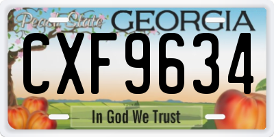 GA license plate CXF9634