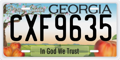 GA license plate CXF9635