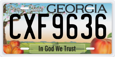 GA license plate CXF9636