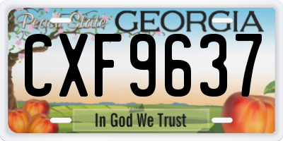 GA license plate CXF9637