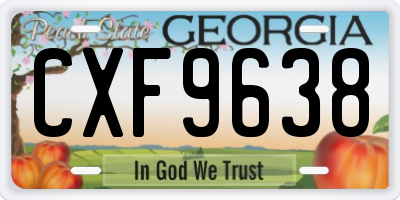 GA license plate CXF9638