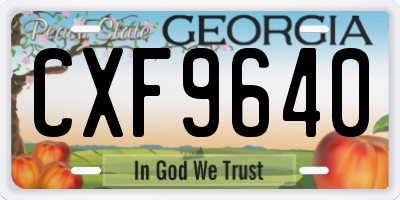 GA license plate CXF9640