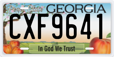 GA license plate CXF9641