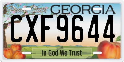 GA license plate CXF9644