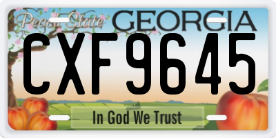 GA license plate CXF9645