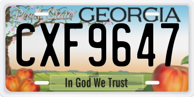 GA license plate CXF9647