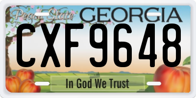GA license plate CXF9648