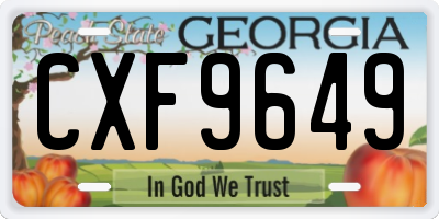 GA license plate CXF9649