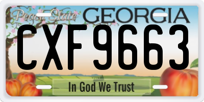 GA license plate CXF9663