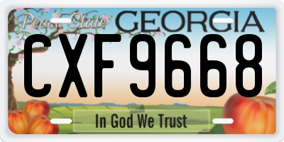 GA license plate CXF9668