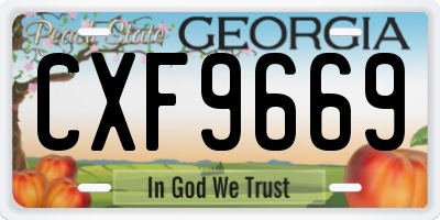 GA license plate CXF9669