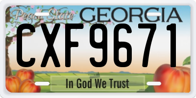 GA license plate CXF9671
