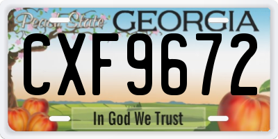 GA license plate CXF9672