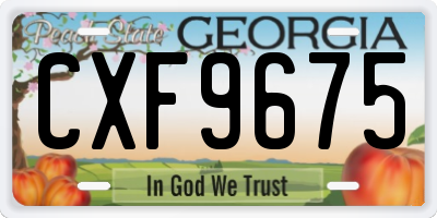 GA license plate CXF9675