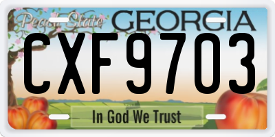 GA license plate CXF9703