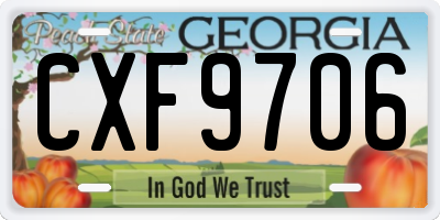 GA license plate CXF9706