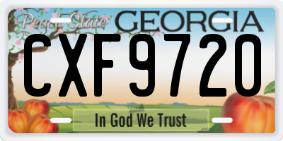 GA license plate CXF9720