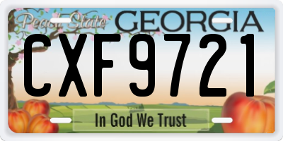GA license plate CXF9721