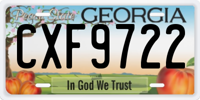GA license plate CXF9722