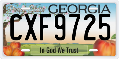 GA license plate CXF9725