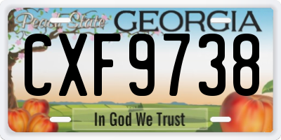 GA license plate CXF9738